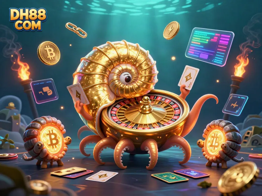 Experience thrilling gameplay at DH88 COM with giant nautilus and vibrant crypto elements.