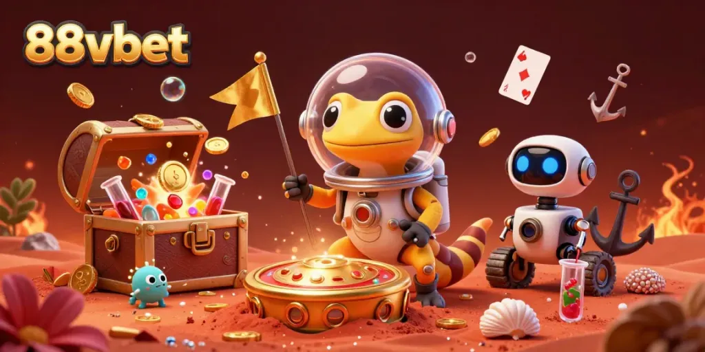 Experience excitement at 88vbet with a Martian gecko discovering a golden casino.