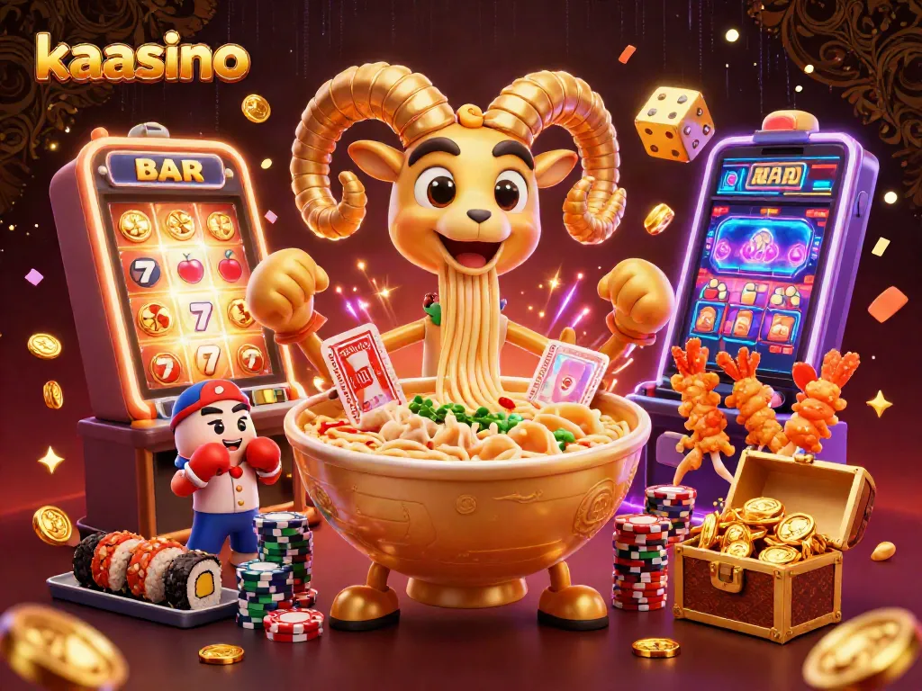 Kaasino promotes thrilling gameplay with a vibrant scene of characters and casino elements bursting with excitement.